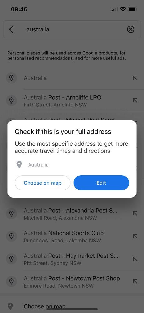 Set home address on Google Maps