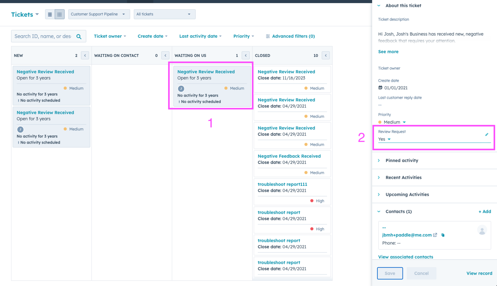 Multi-stage review invite