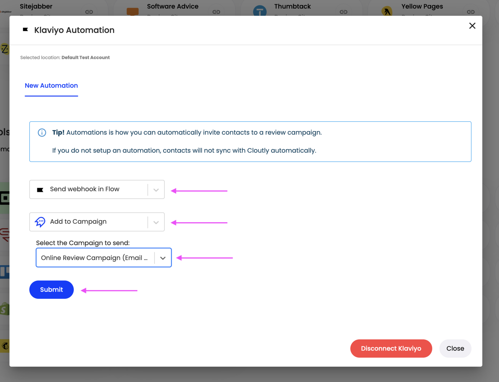 Ensure to click "Submit"